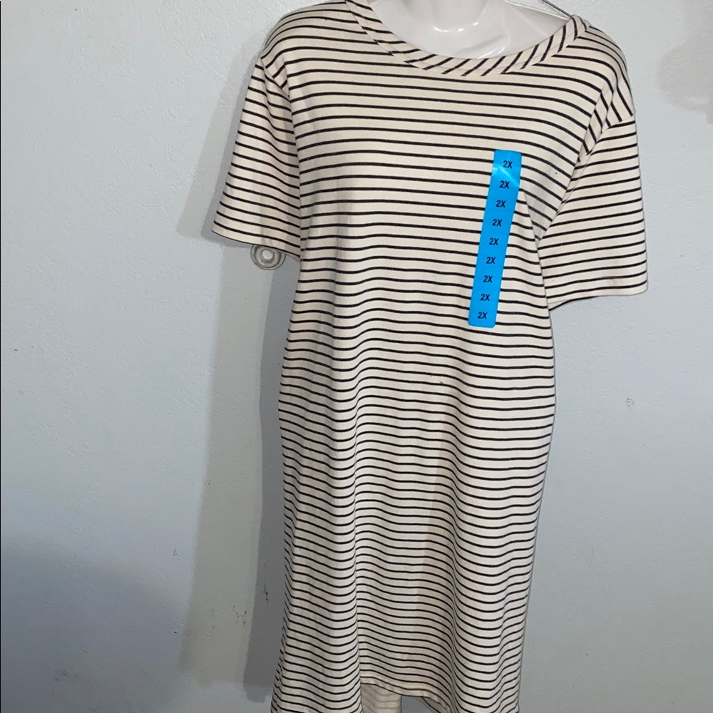 Buffalo David Bitton Black and Cream Striped Dress size 2X - Picture 4 of 5